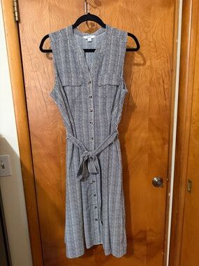 croft & barrow Black & White Sleeveless Button-Front Midi Dress